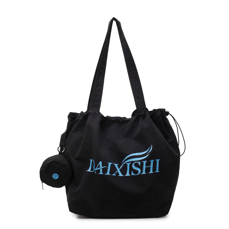 Canvas bag, portable for daily use, ins artistic large-capacity single-shoulder bag, fashionable Japanese style, versatile bag for class commuting and students Item Picture
