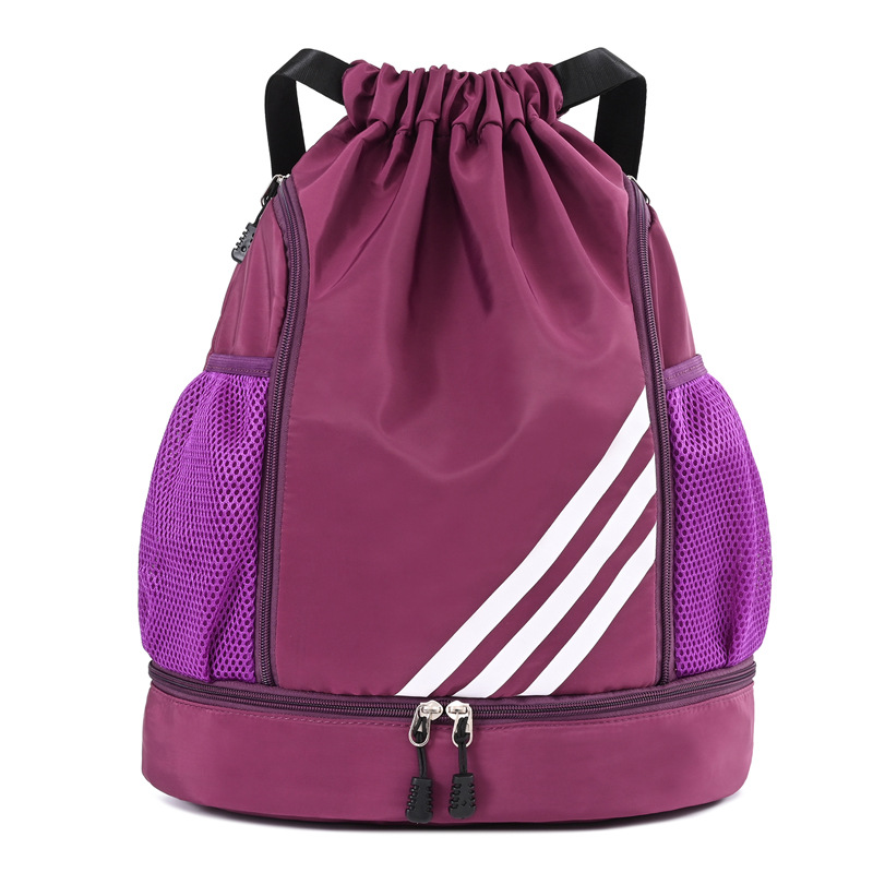 New nylon fabric drawstring pocket backpack, large-capacity outdoor storage bag, sports bag, dry and wet separation travel backpack Application Scenario