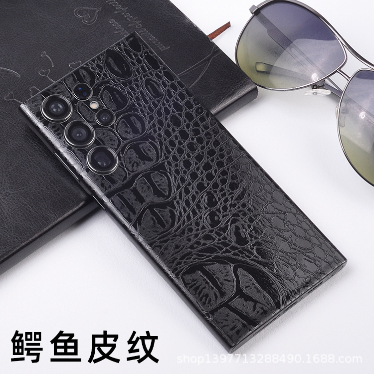 Applicable to Samsung S25Ultra, full coverage of S23+ scratch-resistant S24 carbon fiber crocodile skin texture S22 back film stickers details Picture