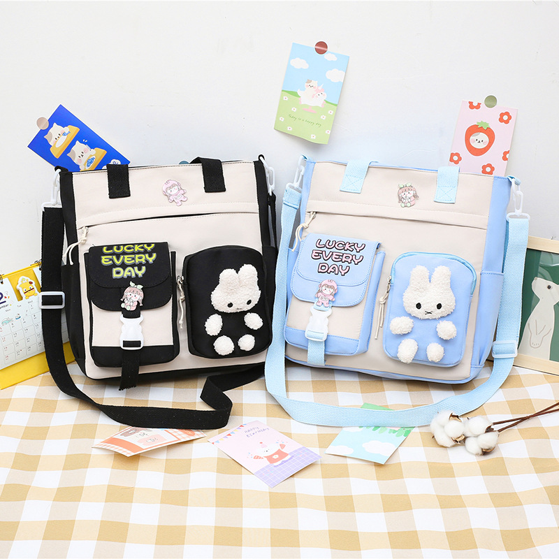 Canvas bag, female student's class Instagram forest-style cute large-capacity single-shoulder bag, female Japanese-style crossbody bag, handbag full figure