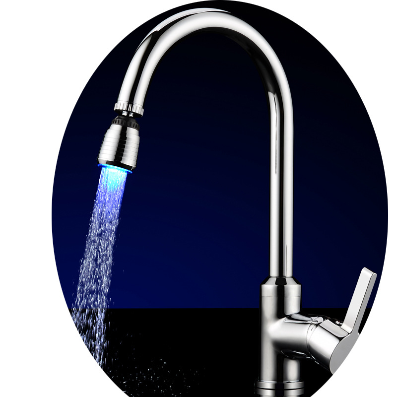LED rotatable faucet temperature control three-color pulley pattern seven-color color-changing luminous faucet SDF-B16 Item Picture