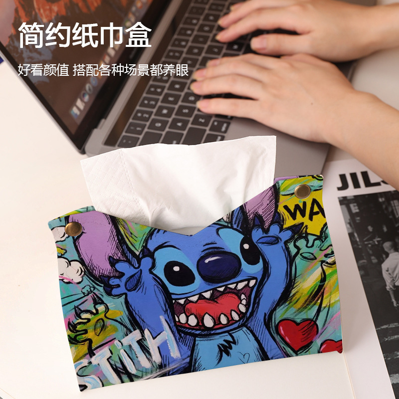 Graffiti Teddy tissue box, home living room car tissue box, leather paper tissue box, creative napkin storage new Specification drawing