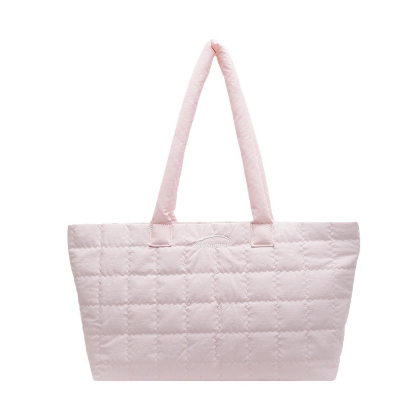 A new Korean-style large-capacity women's 2024 cotton-padded jacket bag, casual, fashionable and versatile single-shoulder bag, stylish, simple and solid color Item Picture