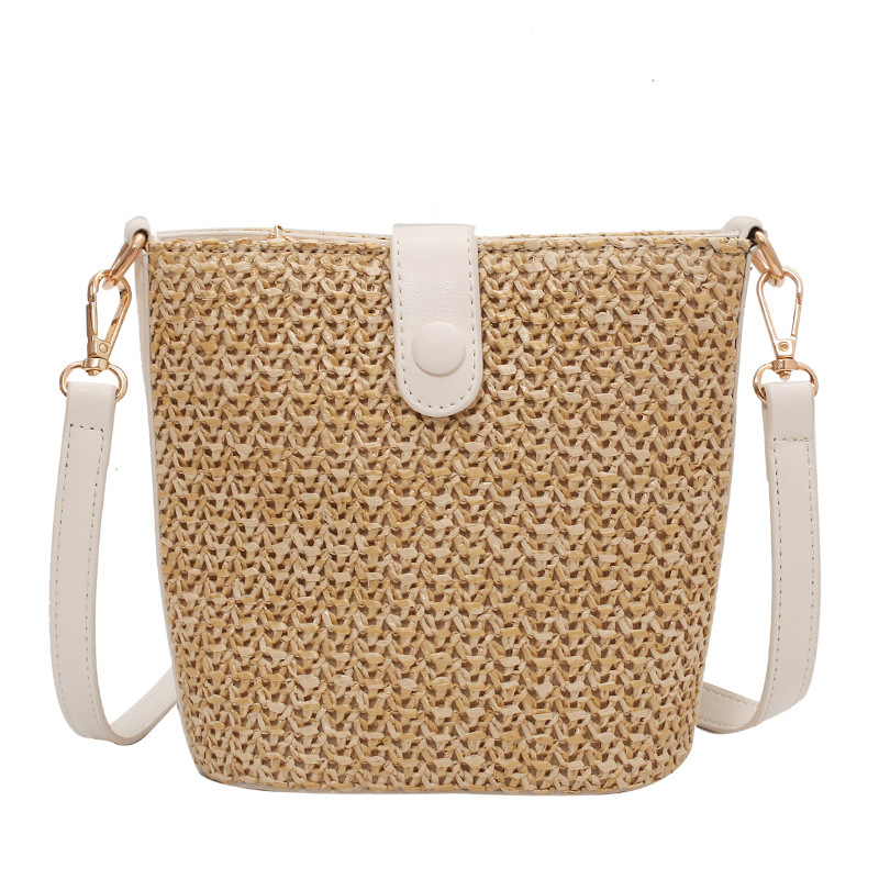 Spring and summer straw-woven women's bags 2025 new, niche, fashionable and versatile crossbody bags, trendy and casual bucket bags Item Picture