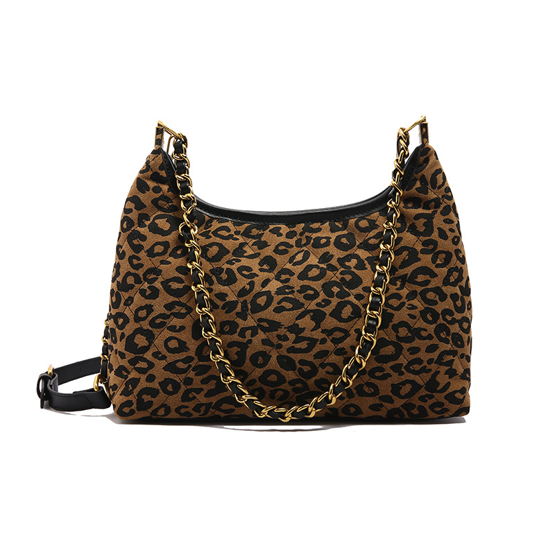 Korean retro leopard print single-shoulder bag for women 2024 trendy new style, versatile and fashionable tote bag, casual color-blocking crossbody bag Item Picture