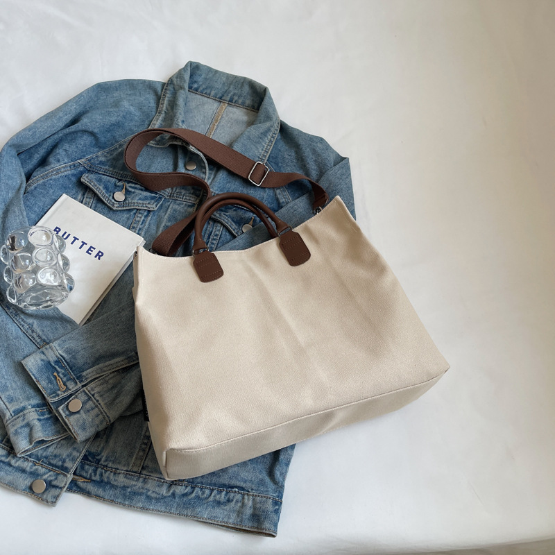 Casual canvas bag for women, 2024 new style, college student commuting tote bag, large capacity crossbody handbag Specification drawing