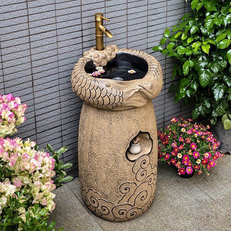 Artistic washbasin, antique outdoor washbasin, balcony terrace, floor-standing integrated creative platform, garden, outdoor courtyard Specification drawing