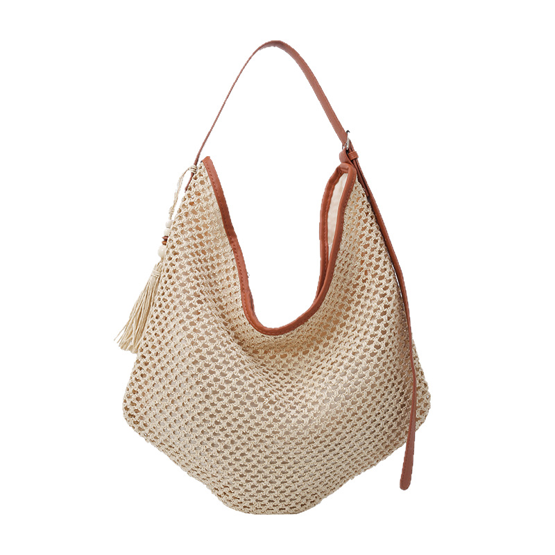A new summer 2025 trendy woven, fashionable and stylish underarm bag for women, a straw woven single-shoulder bag for seaside travel and beach vacation Item Picture