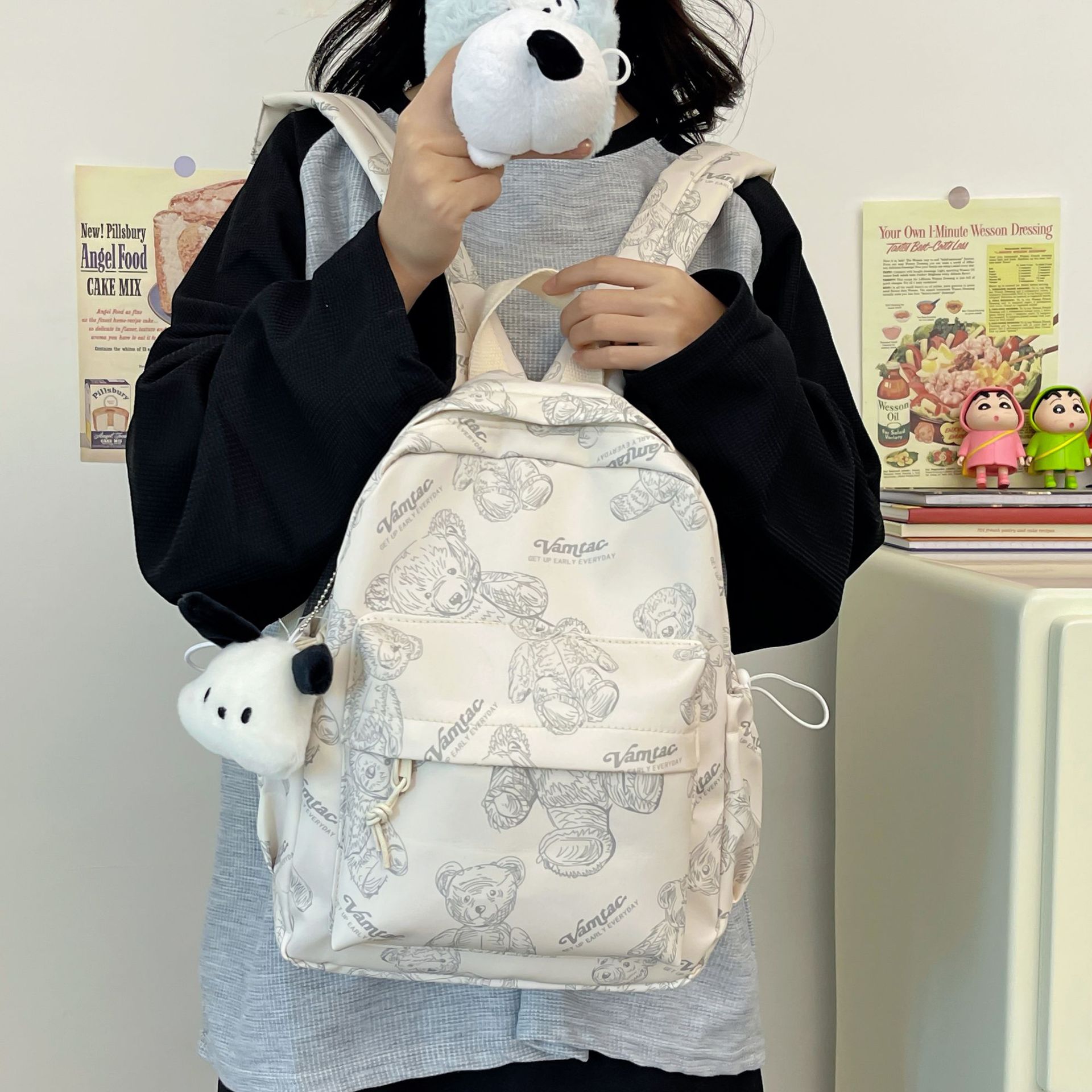 Cross-border Korean-style fashionable backpack for primary school students, children's school bag, backpack with large capacity, spring outing and study tour backpack details Picture