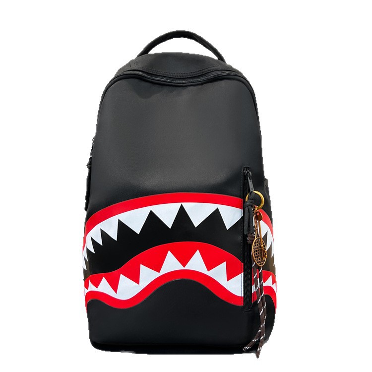 Cross-border men's backpacks, travel bags, fashionable backpacks, student schoolbags, large-capacity street trend shark bags Item Picture