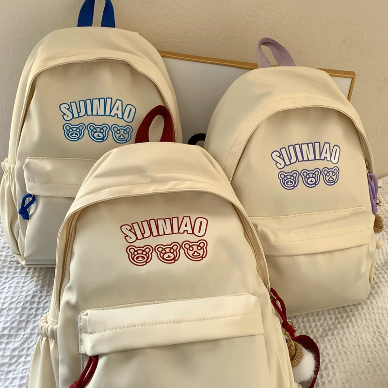 New cross-border student high-appearance-level schoolbag, large-capacity color-blocking campus backpack, Korean-style fresh and versatile backpack Specification drawing