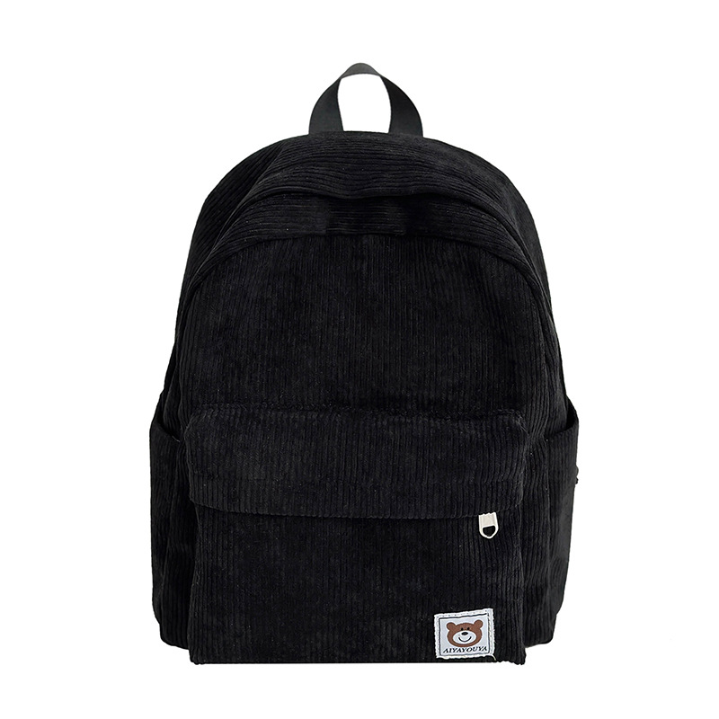 The new autumn/winter 2024 fashion girls' backpack, cute solid-colored small backpack, travel and study bag, corduroy backpack Item Picture