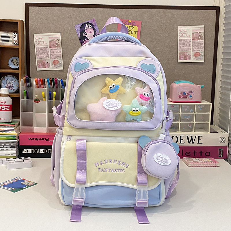 Girls' schoolbags, primary school students' backpacks, junior high school students' backpacks, high school and college students' lightweight spring outing backpacks details Picture