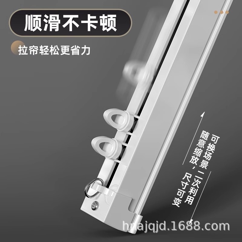 The curtain track is top-mounted and side-mounted, with telescopic sliding wheels, sliding rails, straight rails, and double-track silent curtain boxes and curtain rods Application Scenario