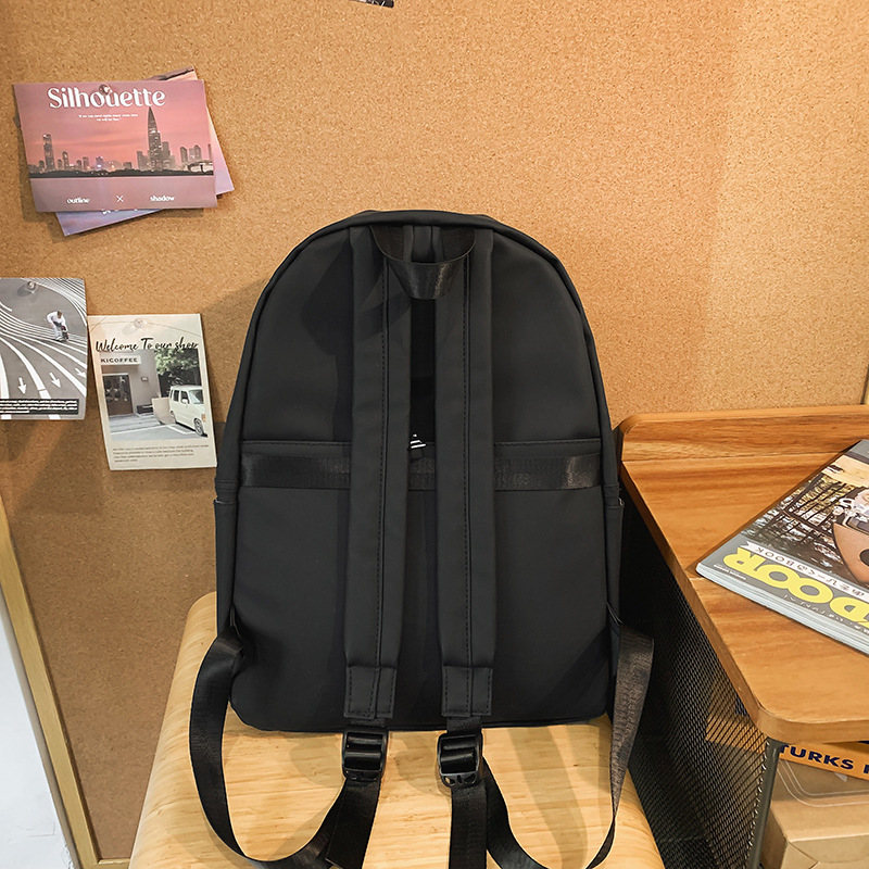 Solid-color schoolbags for female students, casual college students, simple and fashionable travel bags, trendy brand, large-capacity backpacks for men Specification drawing