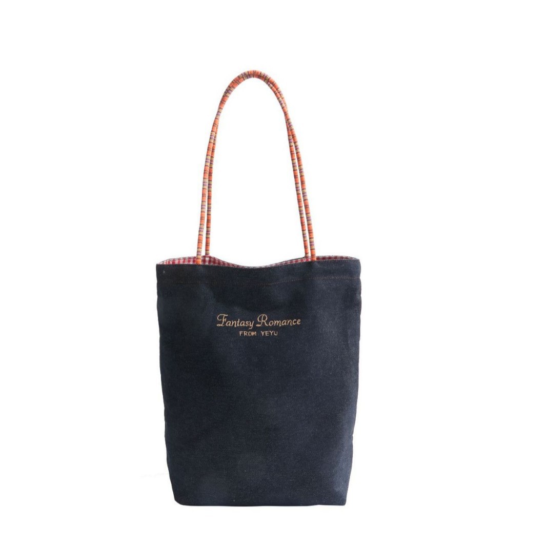 ins' new American retro denim dual-purpose double-sided single-shoulder backpack, large-capacity, versatile and fashionable commuter tote bag Item Picture