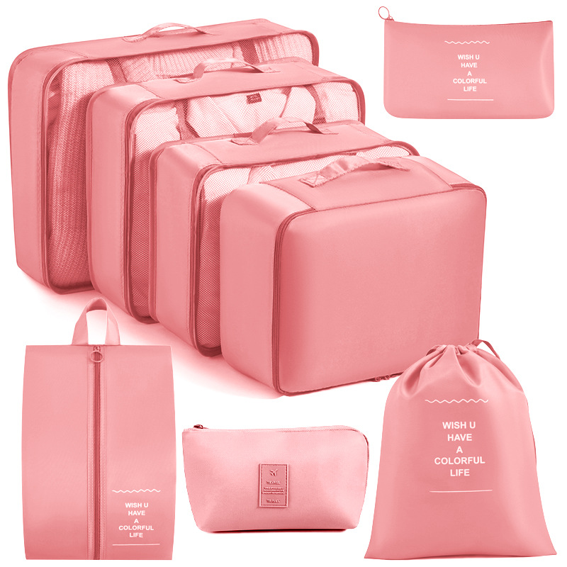 Customized storage travel set of six, seven, eight and nine pieces, twill cationic Oxford fabric storage bags, luggage and travel bags Specification drawing