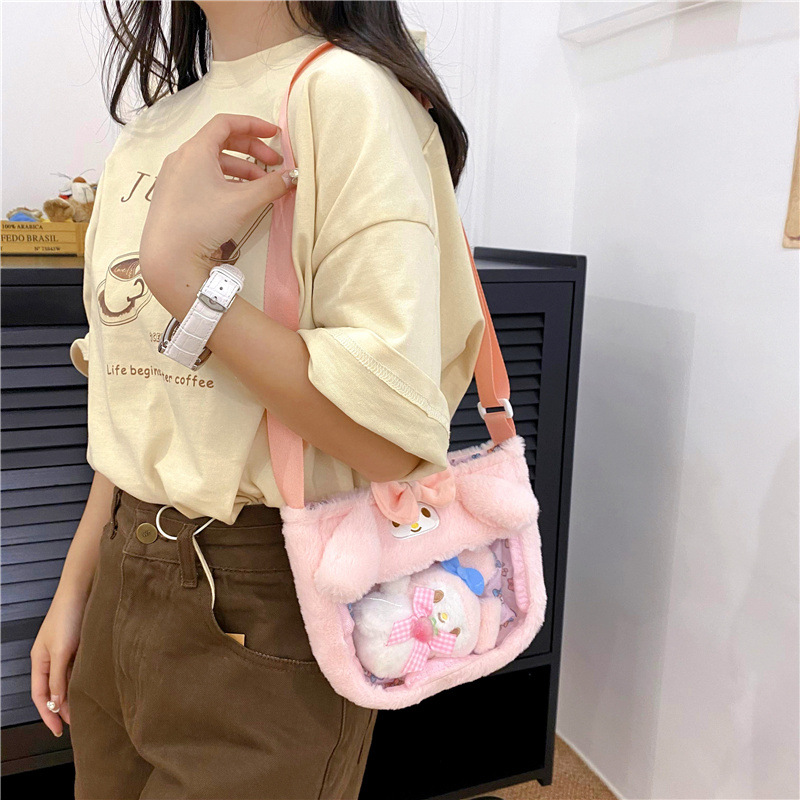 Japanese-style cute transparent PVC children's bag, plush toy cartoon bag, 2023 new Sanrio figurine crossbody bag Application Scenario
