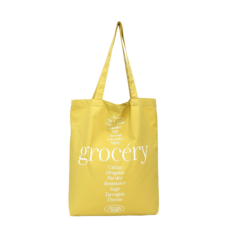 Korean sweet and simple canvas hand-held shoulder bag, student portable large-capacity lettered casual shopping canvas bag Item Picture
