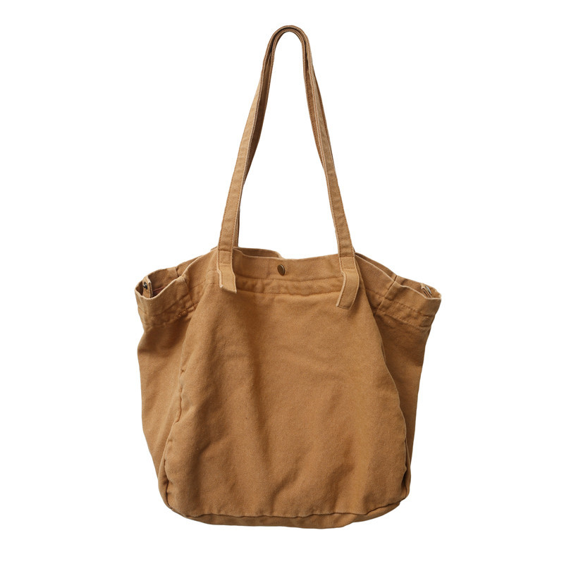 Lazy style Tote bag for women 2022 New washed canvas bag, artistic large bag, Japanese-style large-capacity canvas bag for class Item Picture