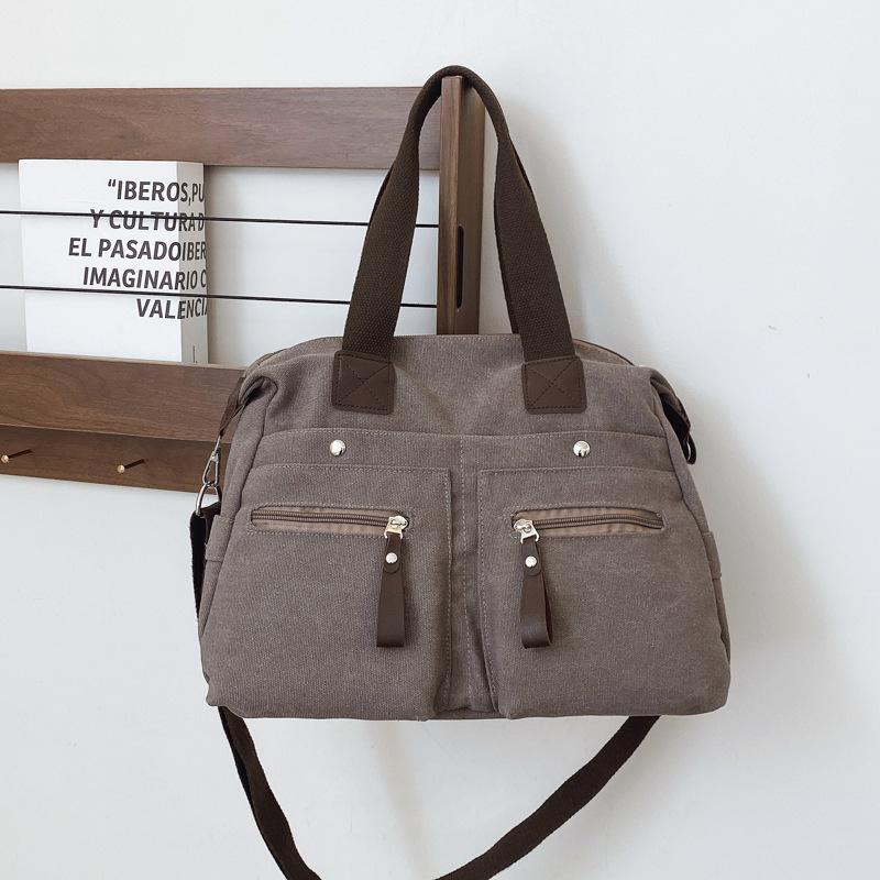 Tote Women's Bag 2024 Winter New large-capacity commuting single-shoulder canvas bag, fashionable large bag, versatile single-shoulder bag details Picture