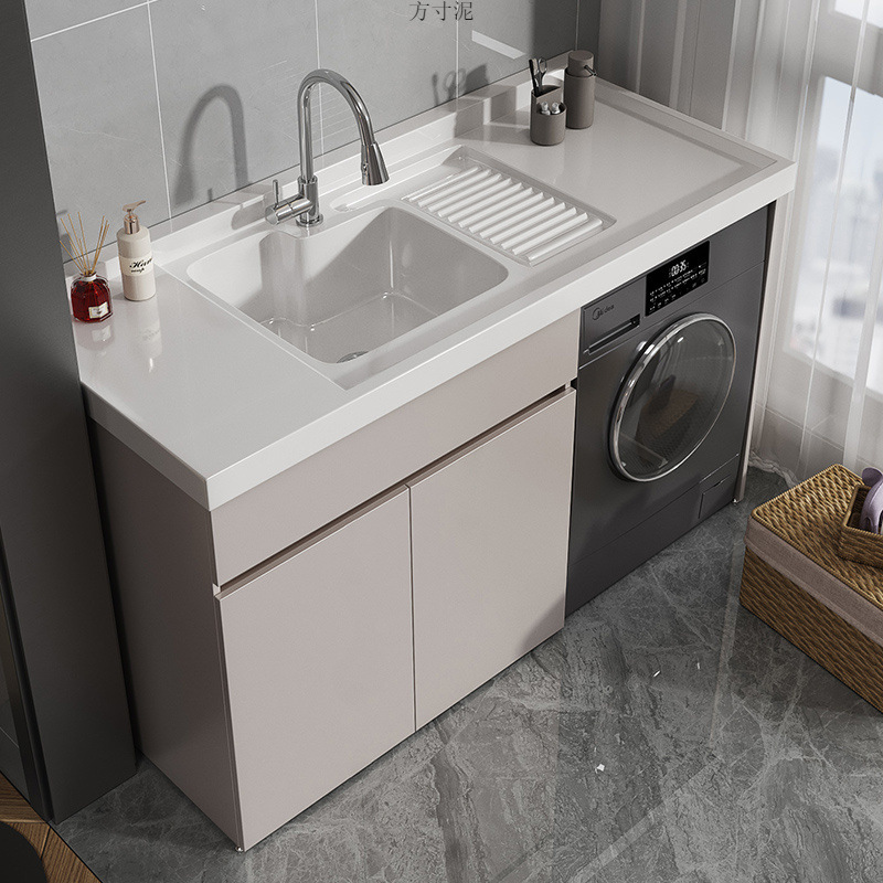 Honeycomb aluminum balcony washing wardrobe companion combination, drum washing cabinet, integrated washing pool platform with washboard factory wholesale Application Scenario
