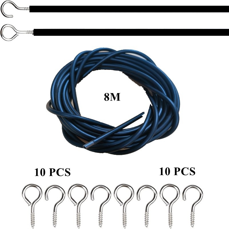 Black spring rope, 2-meter sheep eye ring, 4 question mark hooks, 4 sets of curtain accessories full figure