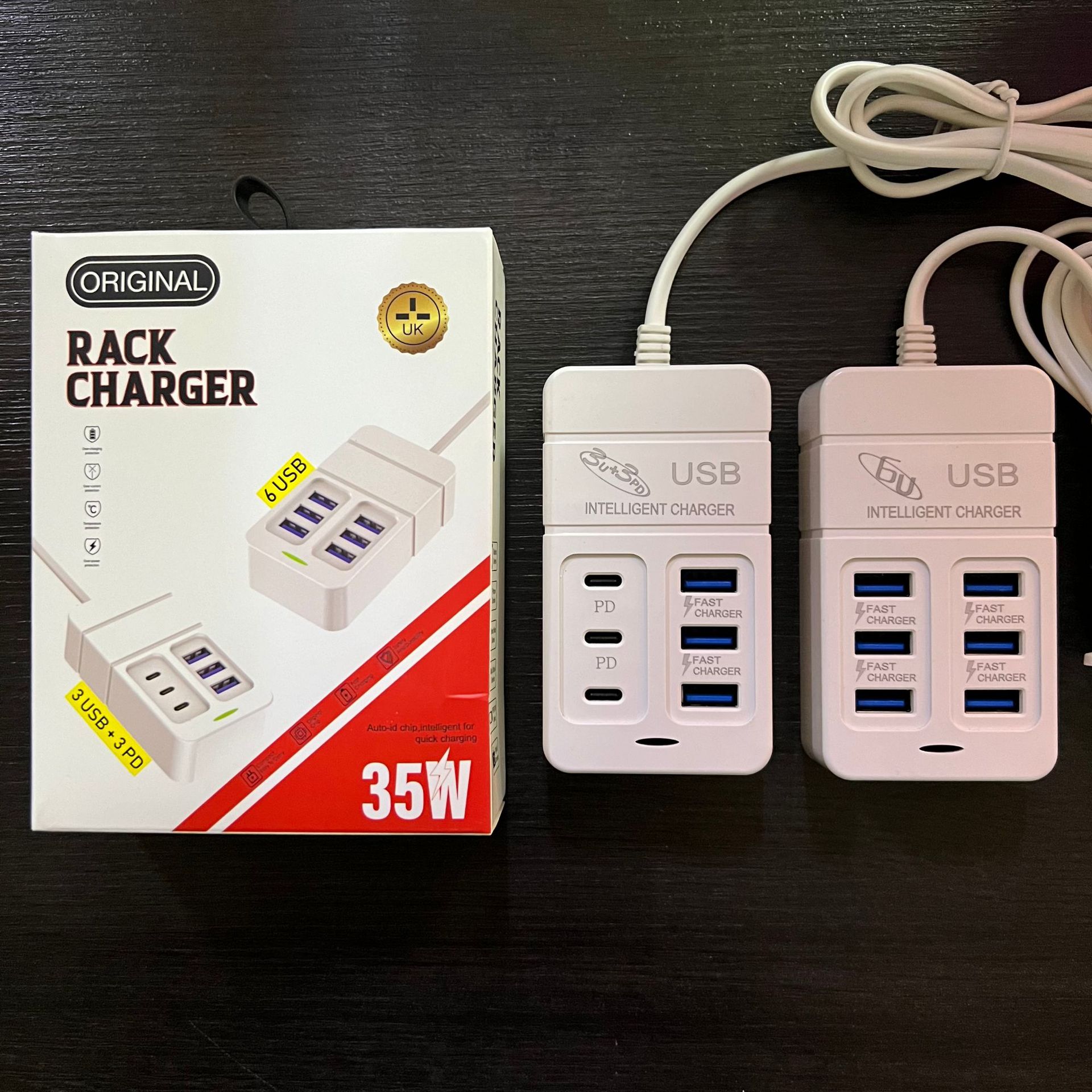 New power strip charger, 6usb multi-port pd mobile phone charger, extension cable, fast charging socket, Android universal 35w full figure