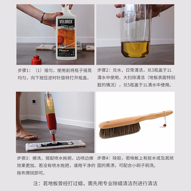 Anti-slip cleaner for sports wood floors, anti-slip liquid for basketball courts, maintenance, cleaning and care, stain removal and softening agent Specification drawing