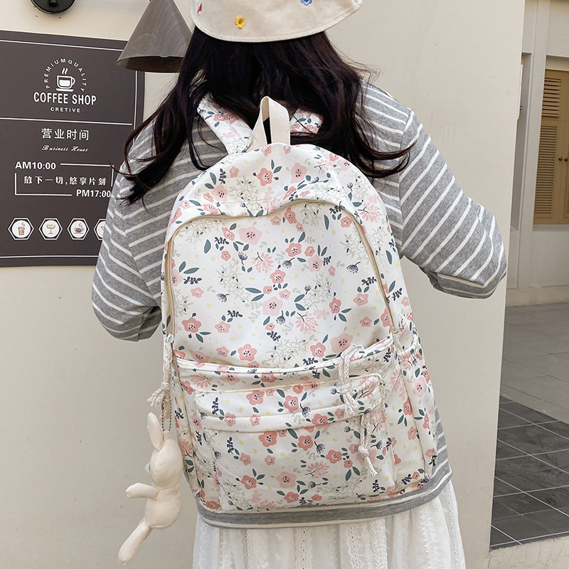 Cross-border schoolbag for girls, junior high school and college students, fresh and cute backpack, large-capacity backpack for high school students, travel backpack Specification drawing