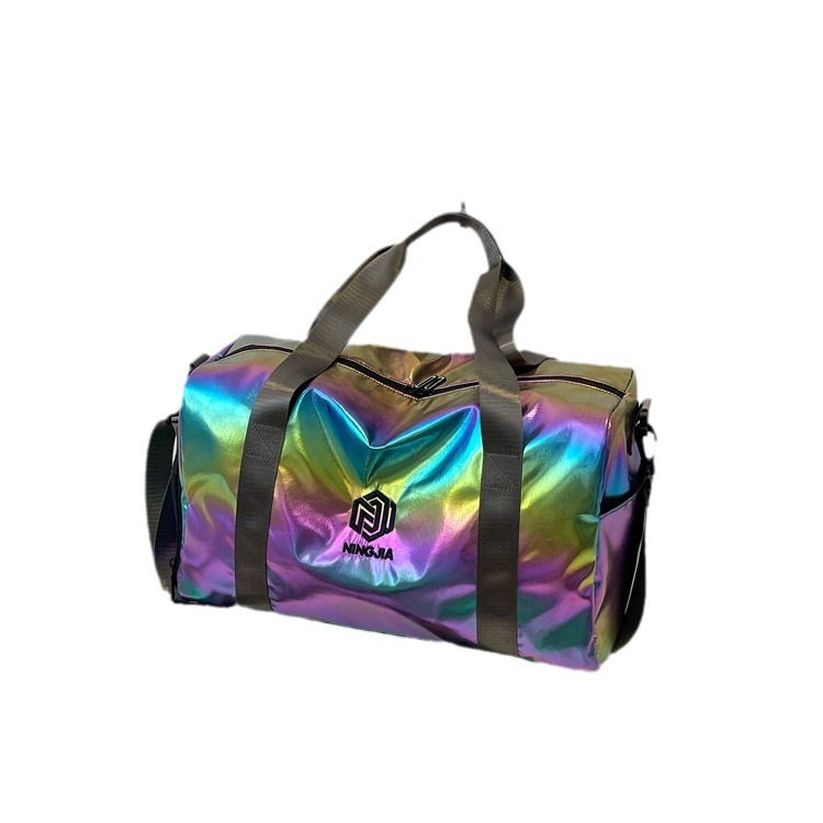 New cross-border short-distance colorful travel bag, fashionable casual sports and fitness bag, large-capacity dry and wet separation luggage bag Item Picture