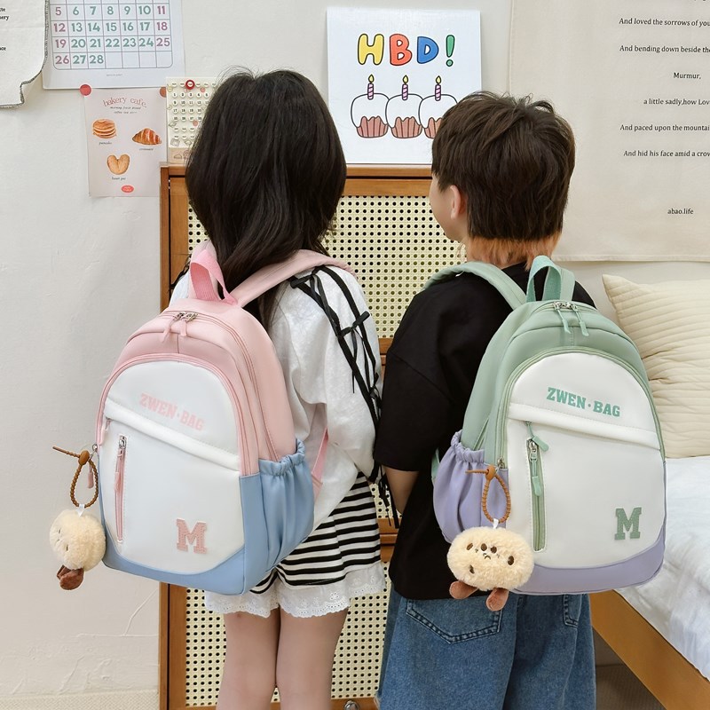 Children's travel backpack for primary school students 2025 Japanese-style sweet color contrast forest-style girl travel shopping boy backpack details Picture