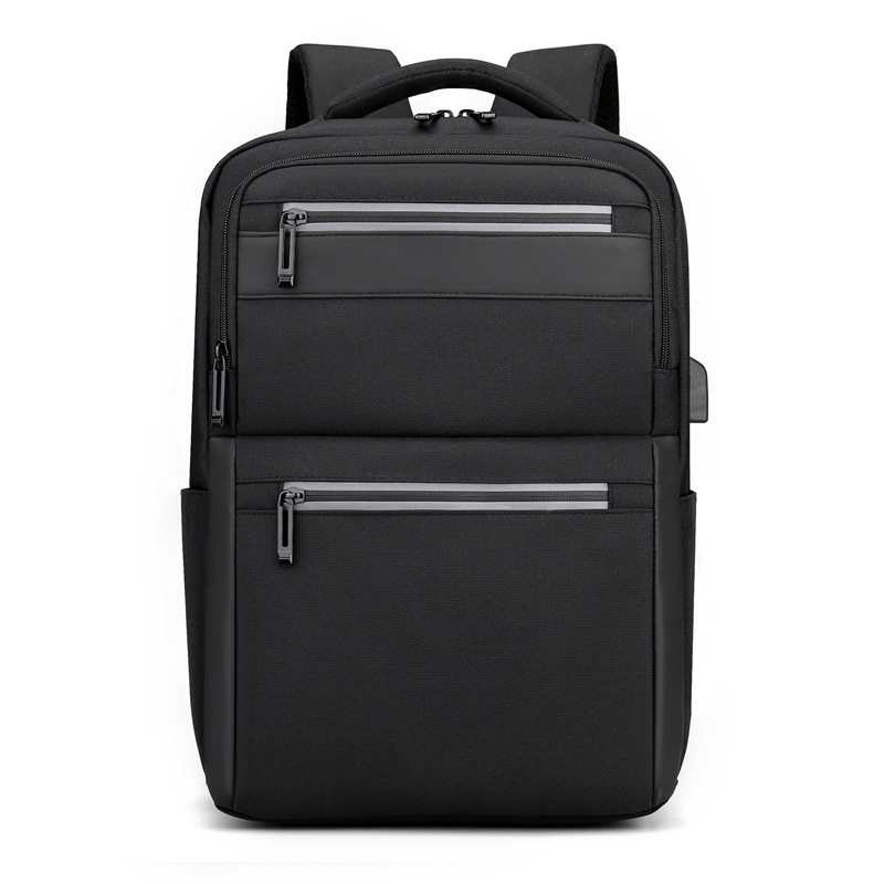 Cross-border simple business backpack, multi-functional computer bag, men's large-capacity USB charging travel bag Item Picture