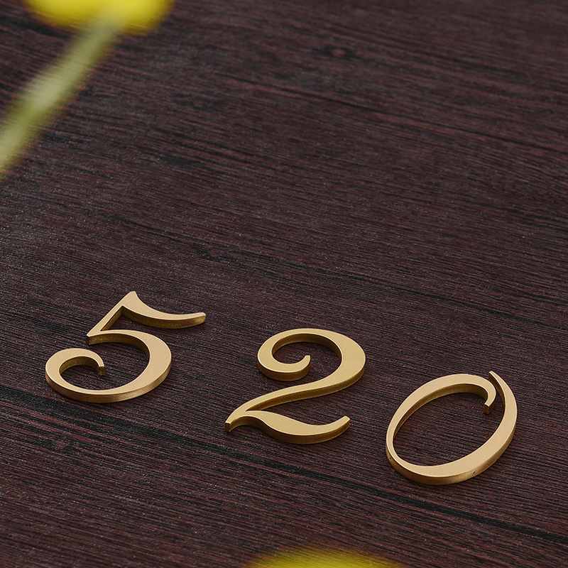 Wholesale of brass digital new font, pure copper door numbers for hotel rooms, private corridor signs, copper digital plates Specification drawing