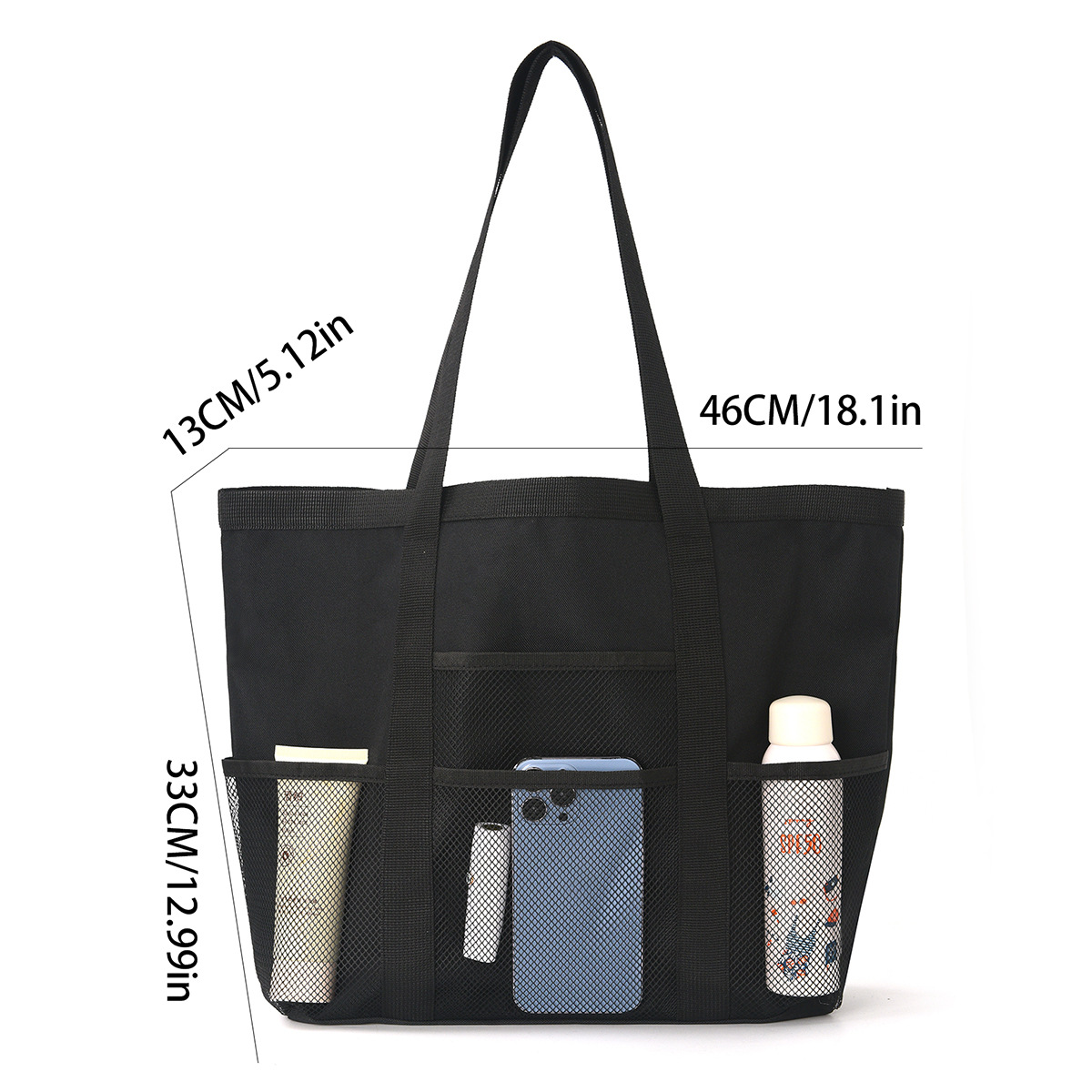 Hand-held beach bag, bath bag, foldable mesh beach bag, fitness and swimming bag, storage bag, large-capacity portable bag Item Picture