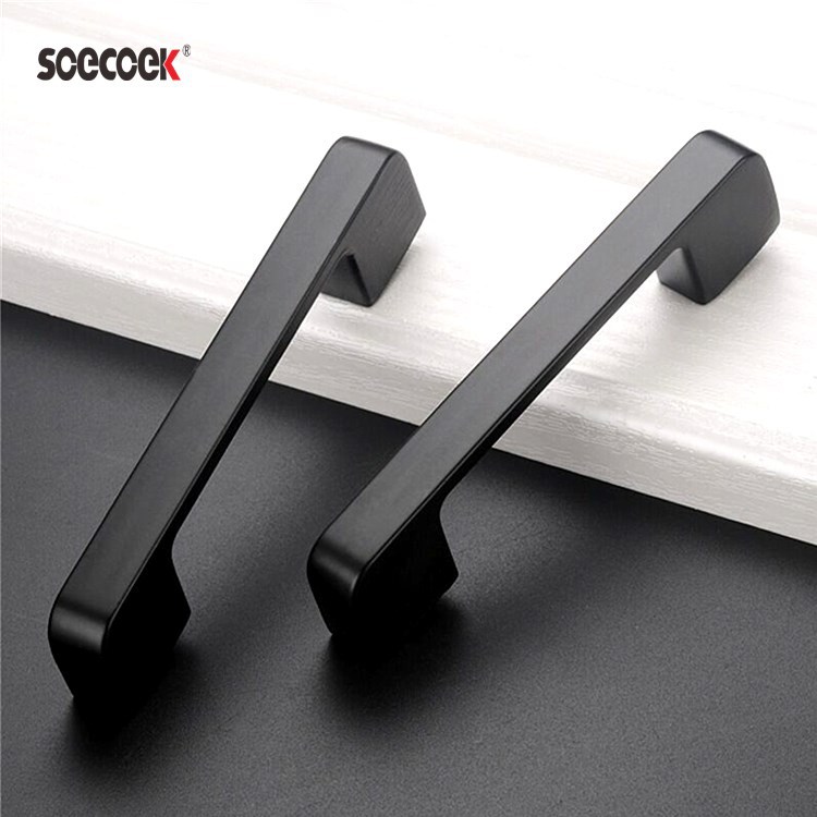 Aluminum alloy cabinet door handle, American-style cabinet drawer, wardrobe door handle, black simple furniture, hardware single-hole handle full figure
