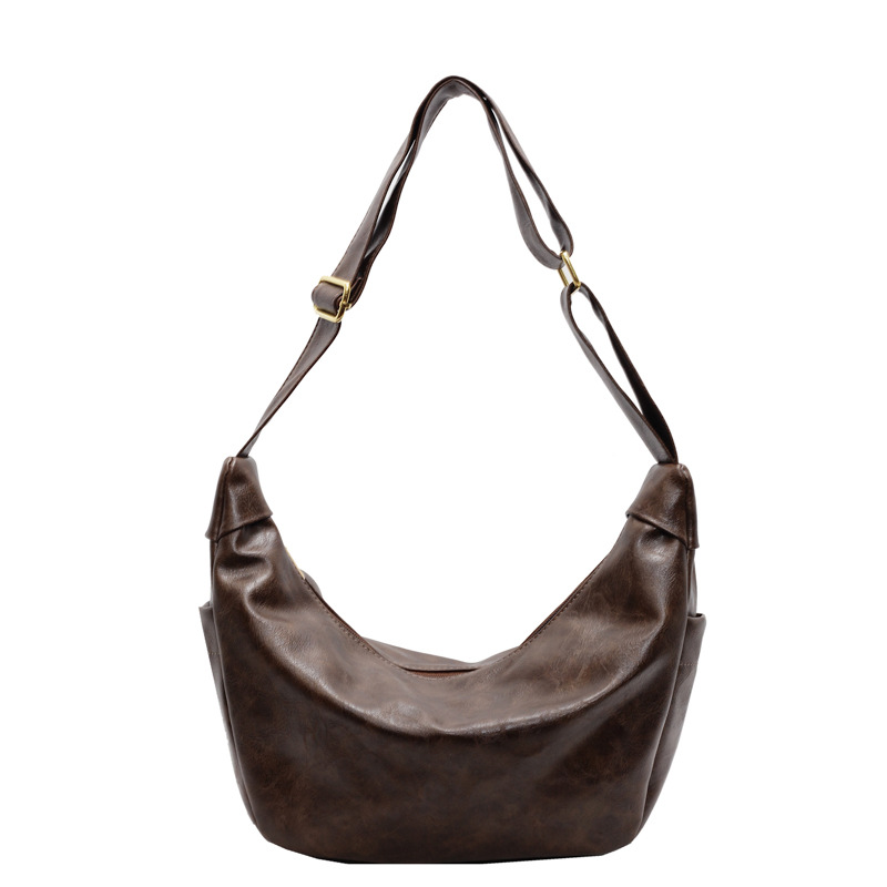 Autumn and winter retro large-capacity commuter bag 2024, laid-back style dumpling bag, fashionable and casual crescent bag, crossbody bag Item Picture