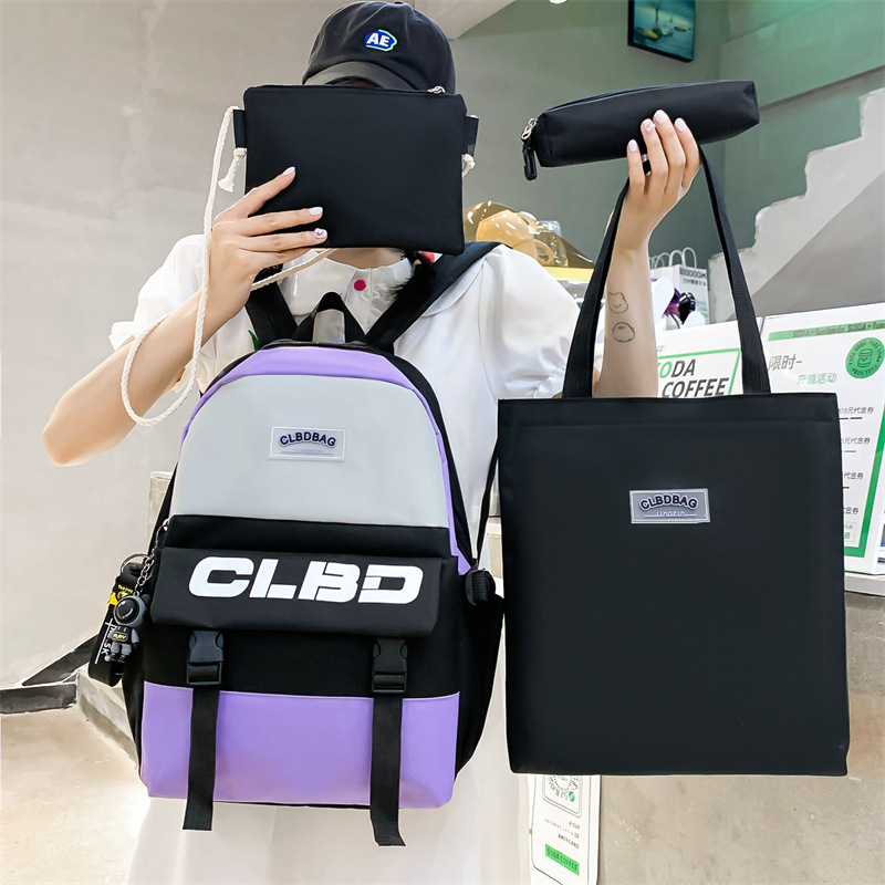 Wholesale junior high school campus Ins-style backpacks, Japanese-style high appearance level letter student backpacks, schoolbags for girls, one-piece consignment full figure