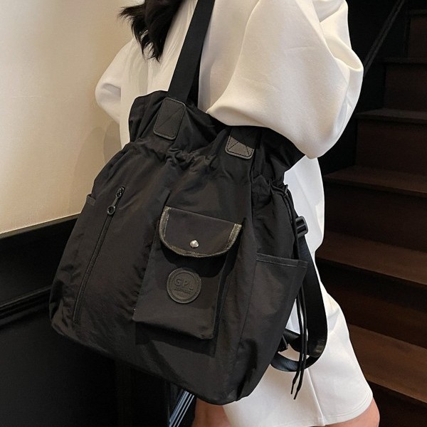 Lightweight backpack 2025 Spring New style Women's large-capacity versatile handbag, fashionable drawstring bag travel backpack details Picture