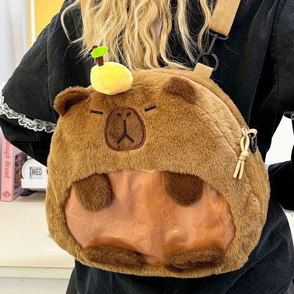 Capibara Capybara plush backpack, a cute cartoon large-capacity doll backpack, a versatile travel item for soft girls Application Scenario