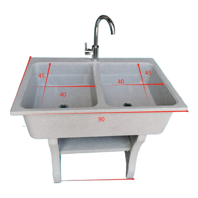 Quartz stone laundry pool with washboard integrated thickened and raised laundry pool, stable and reinforced, wholesale for export factory Item Picture