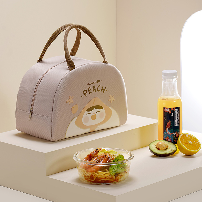 Cute cartoon bento bag, portable lunch bag, large-capacity insulated bag, ice bag, picnic bag, waterproof bag with rice details Picture