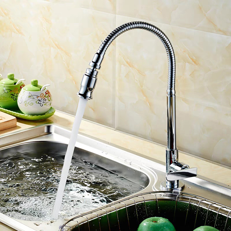 Kitchen single-cooling faucet, copper universal sink faucet, rotatable sink, washbasin, balcony laundry sink, cabinet faucet details Picture