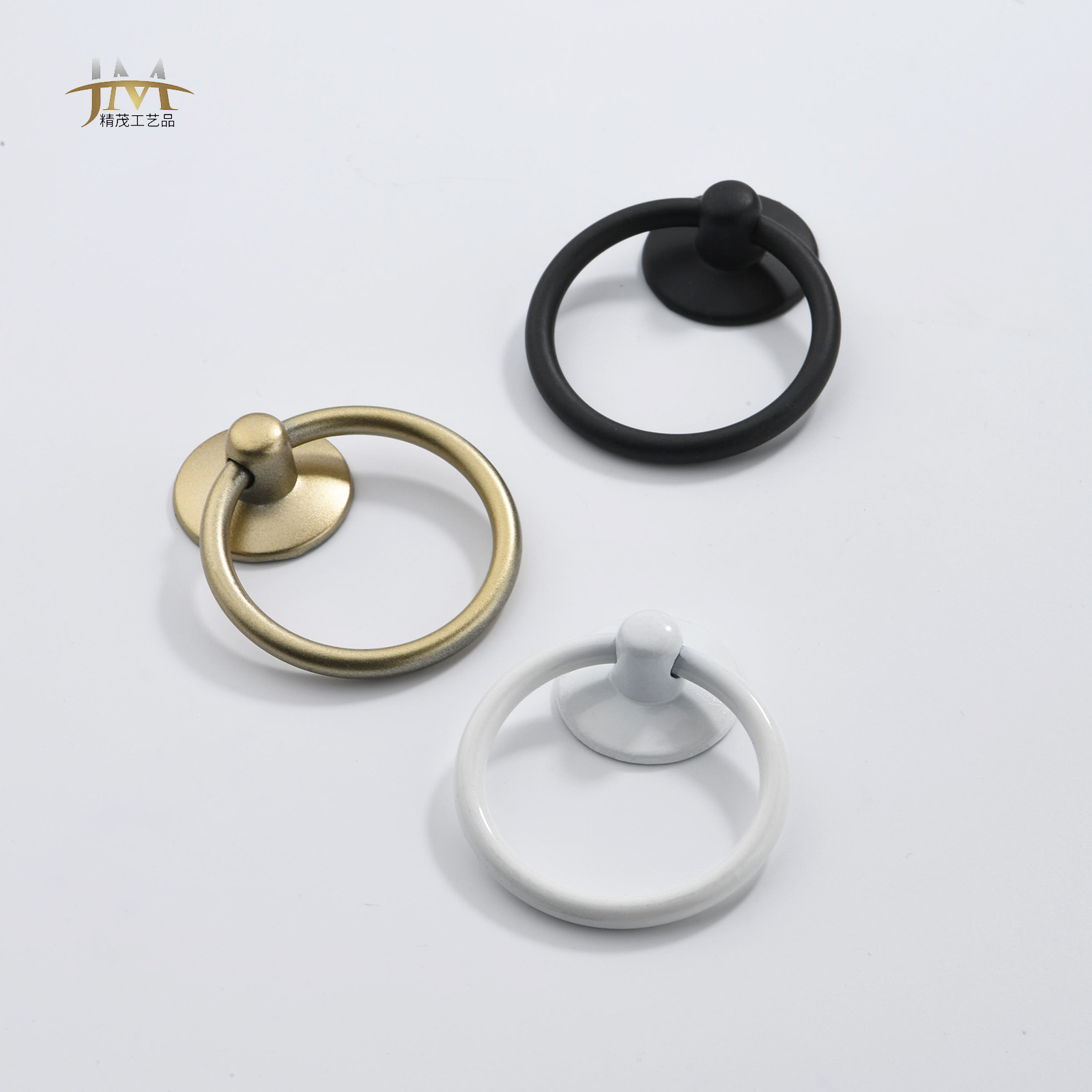 Jingmao Hardware -056 Home Decoration European-style circular hanging ring drawer, circular single-hole pull ring cabinet door handle, cabinet door Item Picture