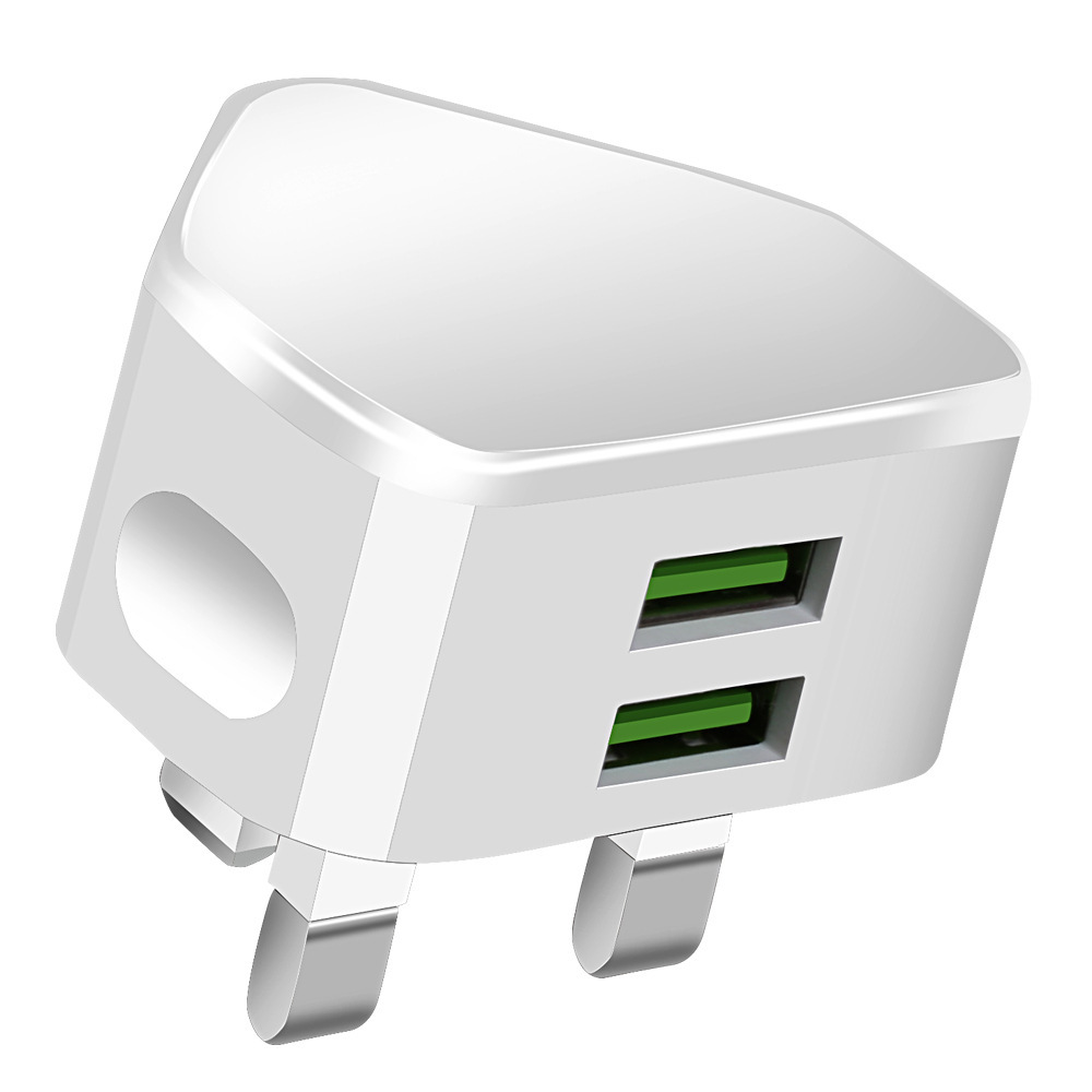 Factory direct sales of Hong Kong version 1A British standard charger, triangular USB charging head, 5V2A mobile phone dual-port tablet adapter Specification drawing
