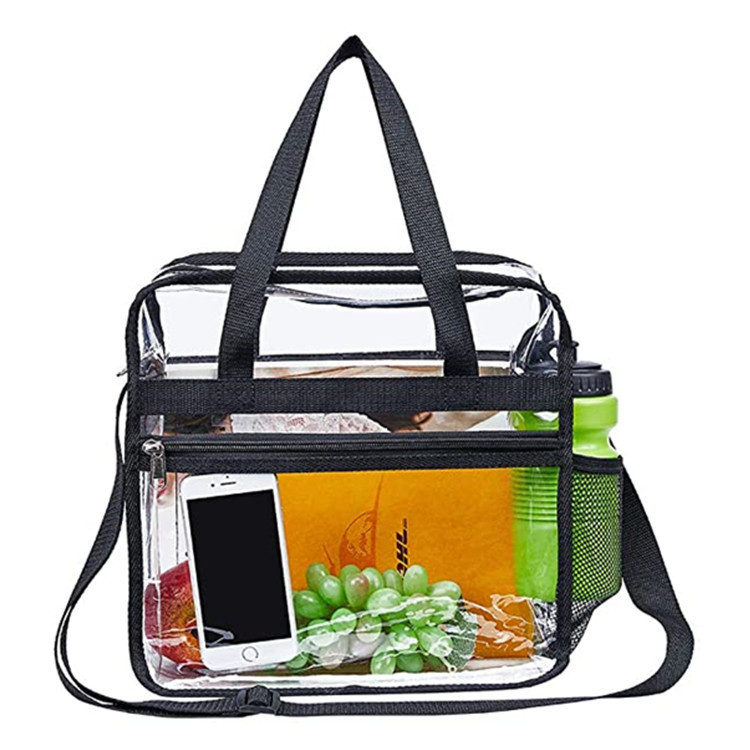 Direct sales from the manufacturer of cross-border PVC transparent large-capacity supermarket shopping bags, single-shoulder hand-carry transparent handbags and travel bags Item Picture