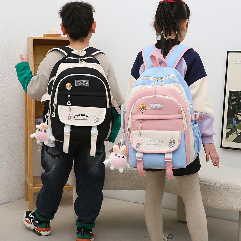 New color-blocking schoolbag for fourth-grade girls, backpacks for primary school students from grades one to six, and backpacks for girls and girls to protect their backs and shoulders details Picture