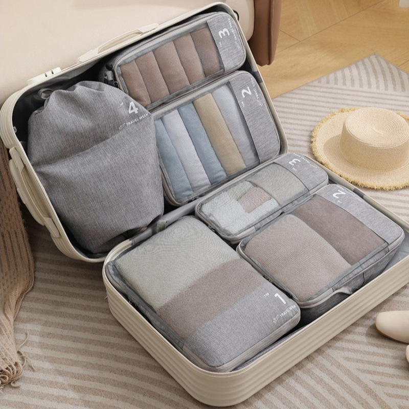 New compressible four-piece travel storage set, expandable and combinable six-piece travel clothing and luggage storage bag full figure