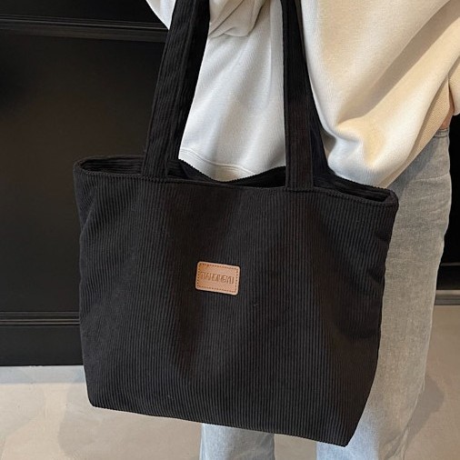 Cross-border Street 2025 New Autumn and Winter student corduroy bag, Korean-style commuter tote bag, casual shoulder bag details Picture