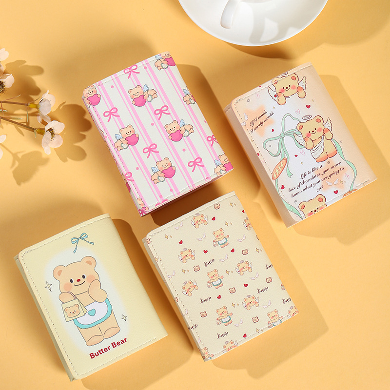 Cute little bear wallet for women, two-in-one coin purse, creative cartoon, simple and personalized mini bag for girls, portable full figure